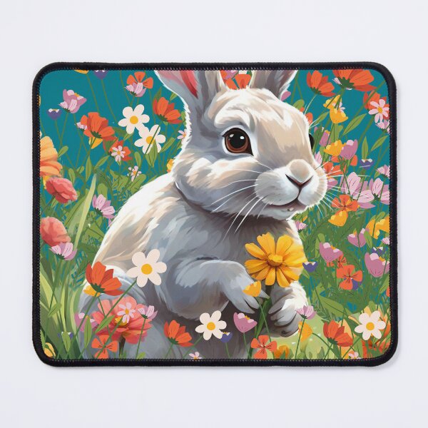 Item preview, White Rabbit Among Flowers In A Garden designed and sold by Ciervo Primavera.