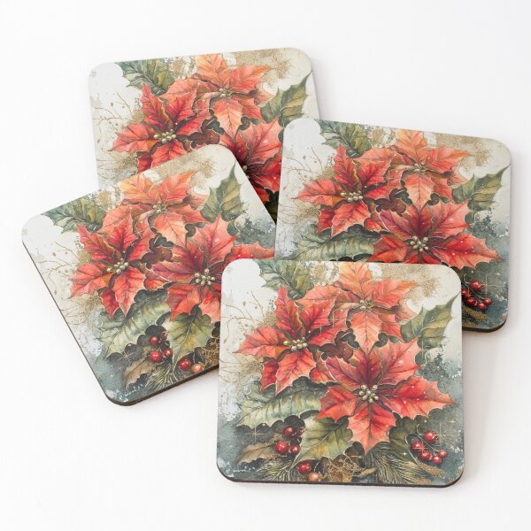 Item preview, Festive Watercolor Poinsettia Arrangement designed and sold by Cris888.