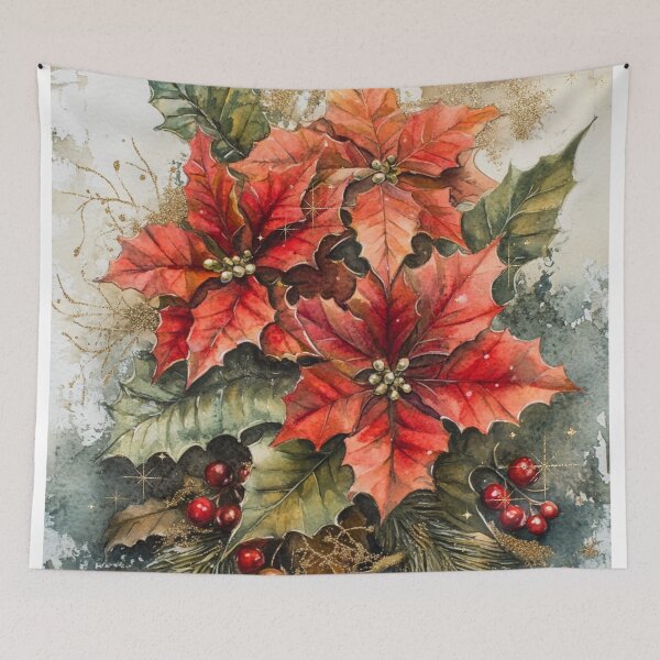 Item preview, Festive Watercolor Poinsettia Arrangement designed and sold by Cris888.