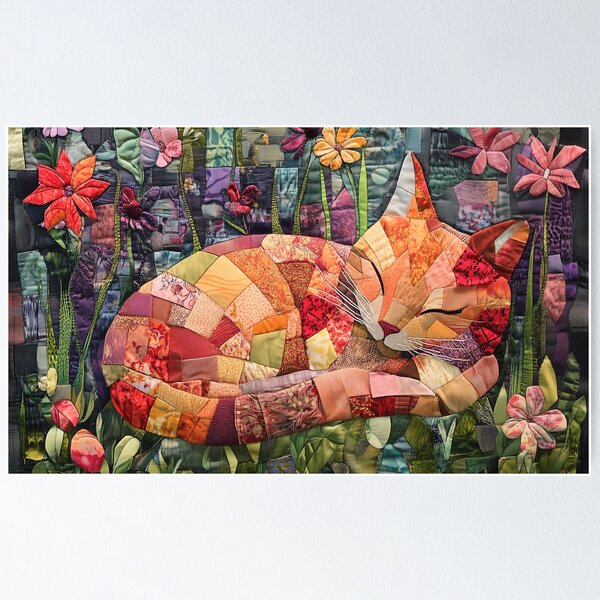 Item preview, Sleeping Cat in Flowers designed and sold by WitsandWonders.