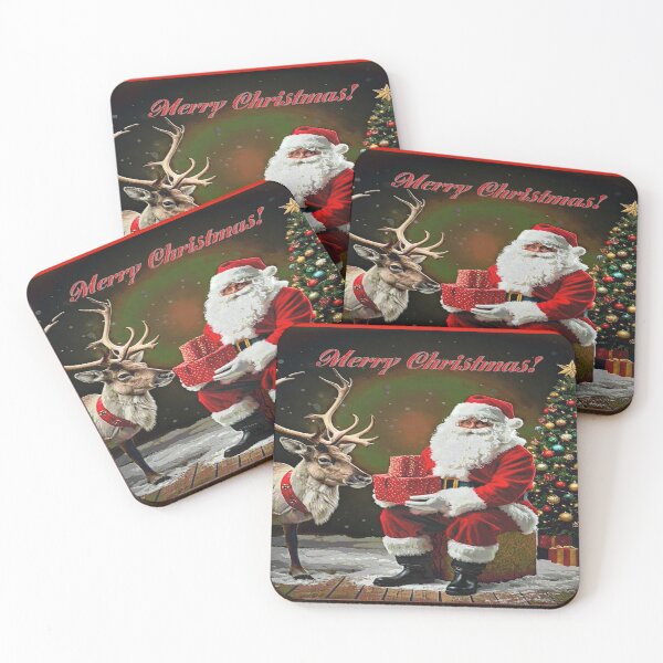 Item preview, Santa Gives Wrapped Christmas Gifts To Reindeer designed and sold by kristalcurt.