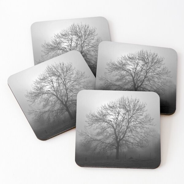 Item preview, Ash tree in fog, Hob Moor, monochrome designed and sold by paulboizot.