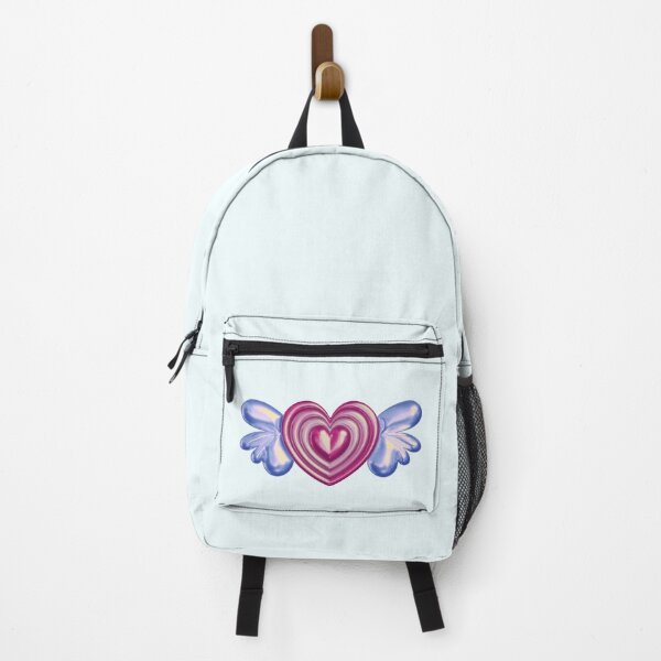 Item preview, Y2K 3D puffy pink heart with blue wings designed and sold by Panakake78.