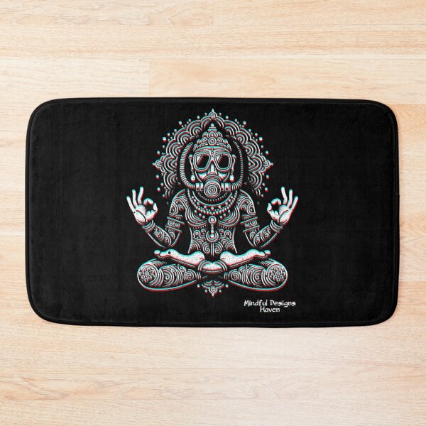Artikelvorschau, Lotussitz, Taucher, Buddha, OK-Zeichen | Chromadrift Anaglyph Brutalismus Monochrome Power Illustration | Perfektes Achtsamkeitsgeschenk entworfen und verkauft von Psyberspace.