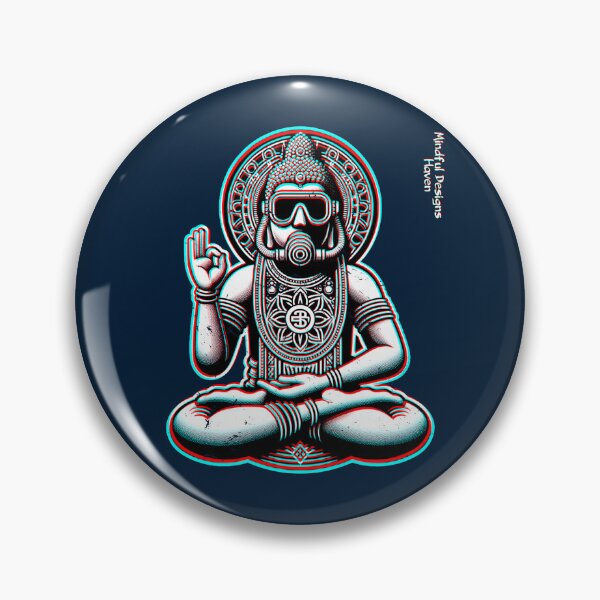 Artikelvorschau, Kopie des Lotussitz-SCUBA-Taucher-Buddha-OK-Zeichens | Chromadrift Anaglyph Brutalismus Monochrome Power Illustration | Perfektes Achtsamkeitsgeschenk entworfen und verkauft von Psyberspace.
