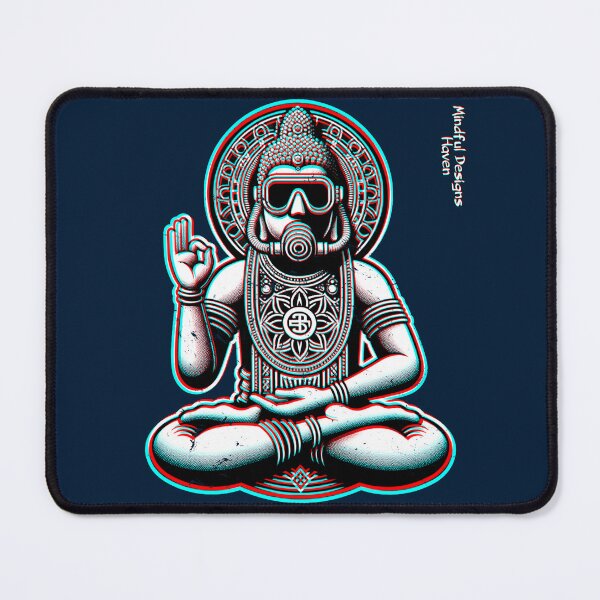 Item preview, Copy of Lotus Position SCUBA Diver Buddha OK sign | Chromadrift Anaglyph Brutalism Monochrome Power Illustration | Perfect Mindfulness Gift designed and sold by Psyberspace.