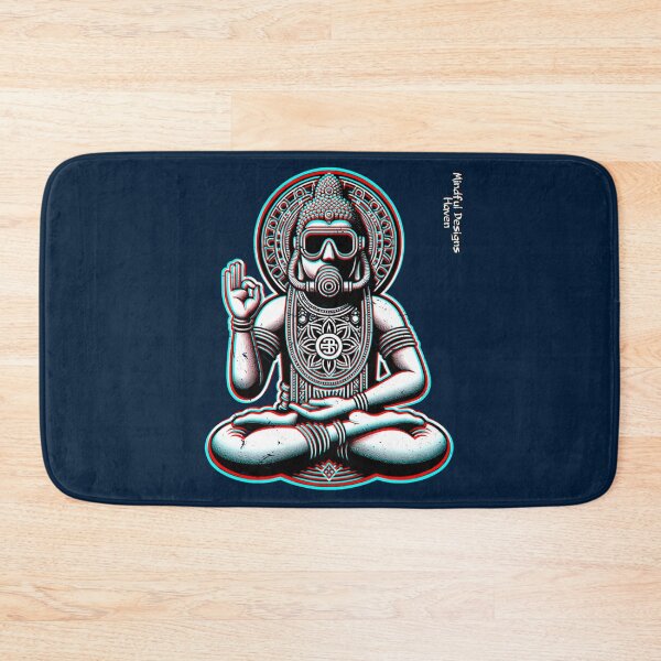 Artikelvorschau, Kopie des Lotussitz-SCUBA-Taucher-Buddha-OK-Zeichens | Chromadrift Anaglyph Brutalismus Monochrome Power Illustration | Perfektes Achtsamkeitsgeschenk entworfen und verkauft von Psyberspace.