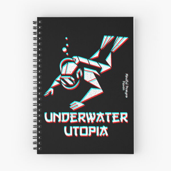 Item preview, SCUBA Diver Descending Down Into an Underwater Utopia | Chromadrift Anaglyph Brutalism Monochrome Power Illustration | Perfect Mindfulness Gift designed and sold by Psyberspace.