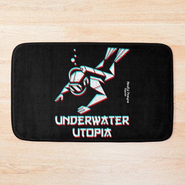 Item preview, SCUBA Diver Descending Down Into an Underwater Utopia | Chromadrift Anaglyph Brutalism Monochrome Power Illustration | Perfect Mindfulness Gift designed and sold by Psyberspace.