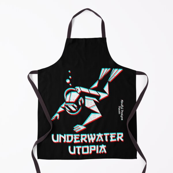 Item preview, SCUBA Diver Descending Down Into an Underwater Utopia | Chromadrift Anaglyph Brutalism Monochrome Power Illustration | Perfect Mindfulness Gift designed and sold by Psyberspace.
