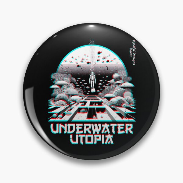 Item preview, SCUBA Diver in a Surreal Underwater Utopia | Chromadrift Anaglyph Brutalism Monochrome Power Illustration | Perfect Mindfulness Gift designed and sold by Psyberspace.