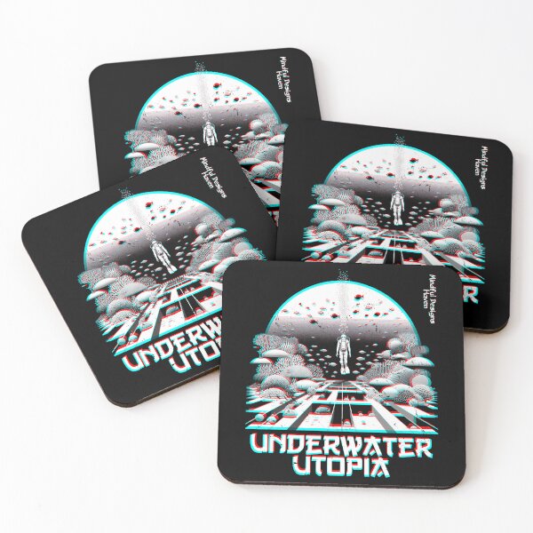 Item preview, SCUBA Diver in a Surreal Underwater Utopia | Chromadrift Anaglyph Brutalism Monochrome Power Illustration | Perfect Mindfulness Gift designed and sold by Psyberspace.