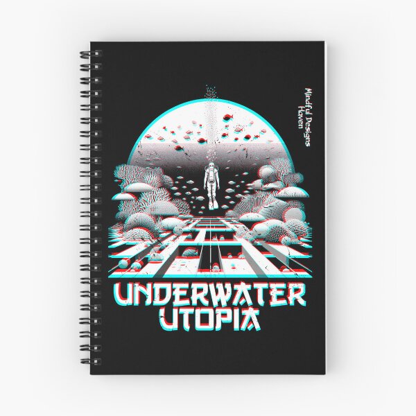 Item preview, SCUBA Diver in a Surreal Underwater Utopia | Chromadrift Anaglyph Brutalism Monochrome Power Illustration | Perfect Mindfulness Gift designed and sold by Psyberspace.
