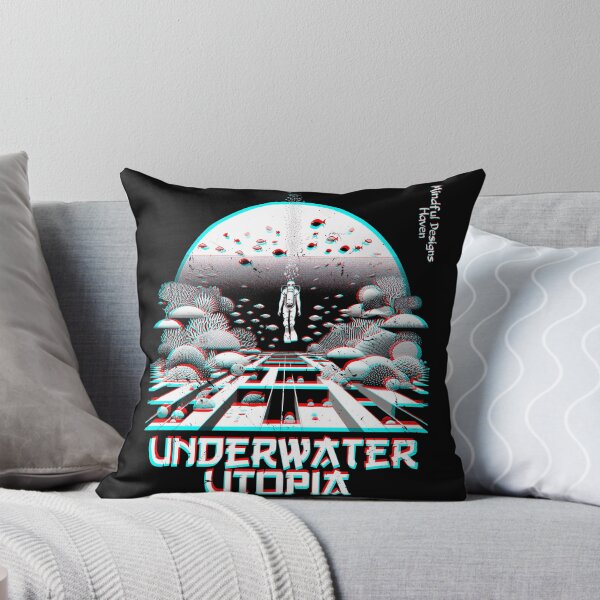 Item preview, SCUBA Diver in a Surreal Underwater Utopia | Chromadrift Anaglyph Brutalism Monochrome Power Illustration | Perfect Mindfulness Gift designed and sold by Psyberspace.
