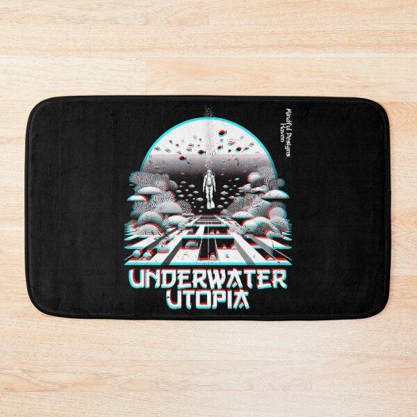 Item preview, SCUBA Diver in a Surreal Underwater Utopia | Chromadrift Anaglyph Brutalism Monochrome Power Illustration | Perfect Mindfulness Gift designed and sold by Psyberspace.