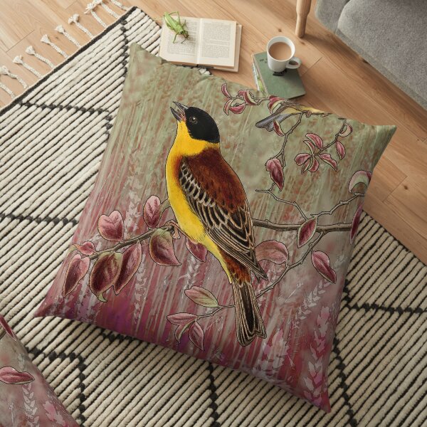 Wheat Birds Digital Collage Floor Pillow
