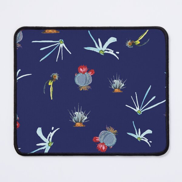 Item preview, Watercolor cactus motifs pattern on dark blue designed and sold by annmarie337.
