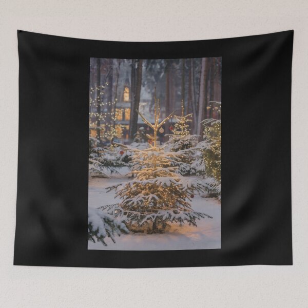 Item preview, Magical Winter Forest with Lit Christmas Trees designed and sold by McVrax.