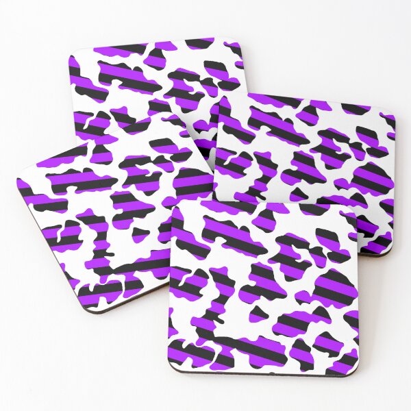 Item preview, Slightly Diagonal Black And Purple Stripes Through Cowprint Pattern. designed and sold by TheRulerofEarth.