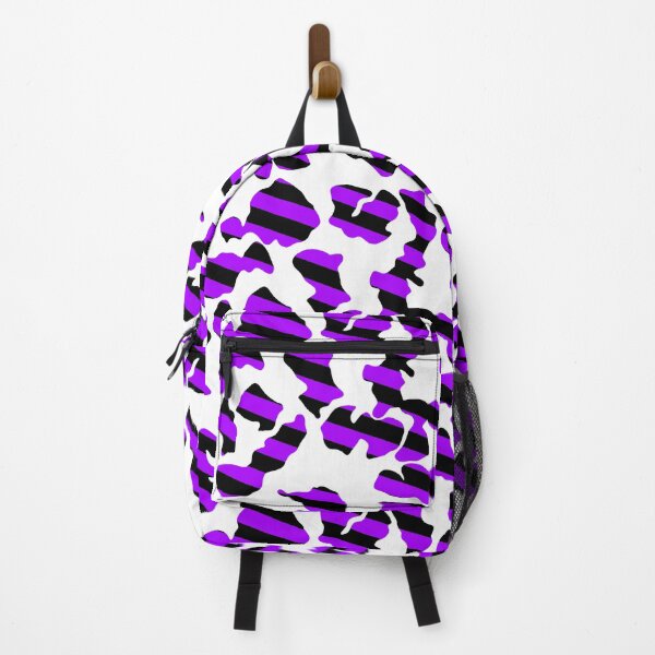 Item preview, Slightly Diagonal Black And Purple Stripes Through Cowprint Pattern. designed and sold by TheRulerofEarth.