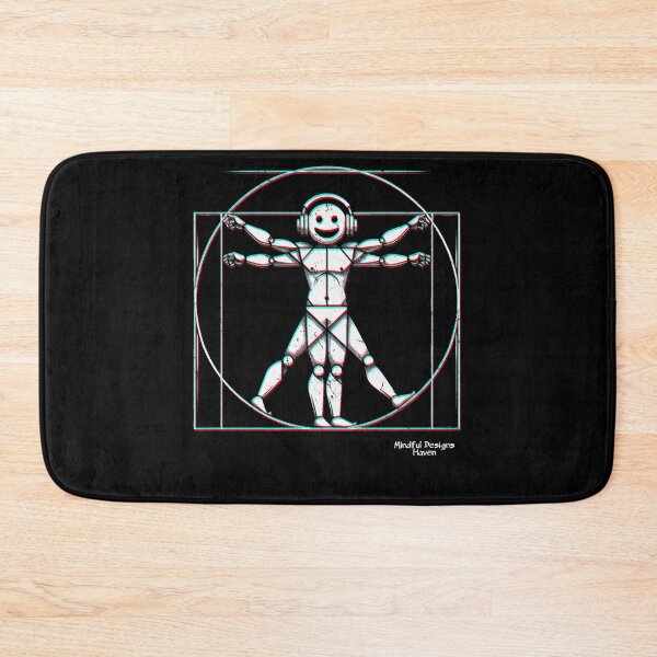 Item preview, Vitruvian Smiling Raver | Leonardo Da Vinci Homage | Chromadrift Anaglyph Brutalism Monochrome Power Illustration | Perfect Mindfulness Gift designed and sold by Psyberspace.