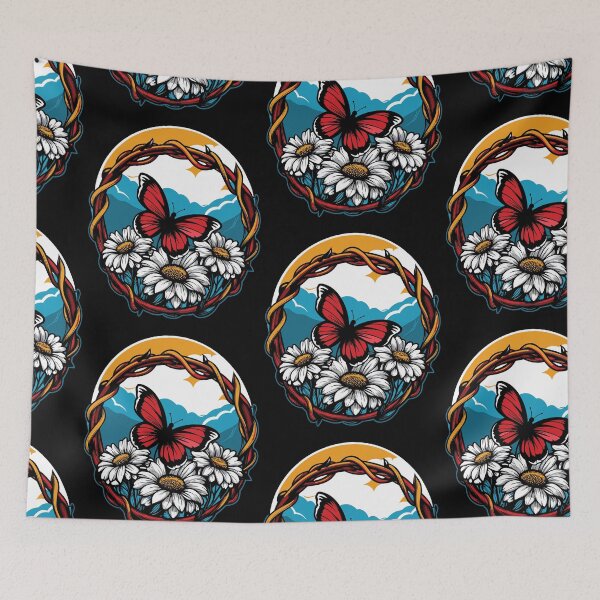 Item preview, Floral Wreath with Butterfly designed and sold by luuuMerch.