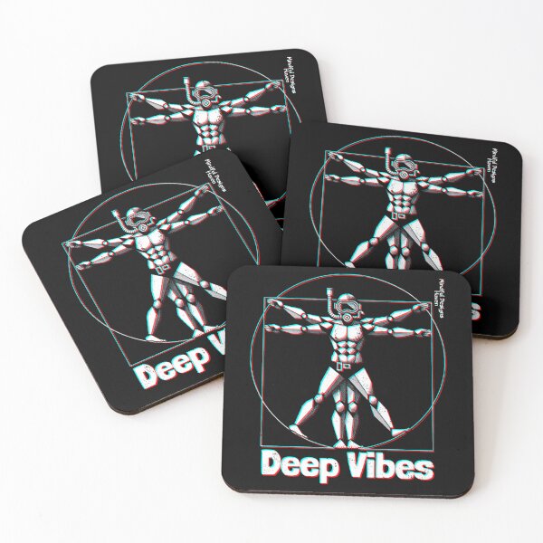 Item preview, Vitruvian Diver | Deep Vibes | Leonardo Da Vinci Vitruvian Man | Chromadrift Anaglyph Brutalism Monochrome Power Illustration | Perfect Mindfulness Gift designed and sold by Psyberspace.
