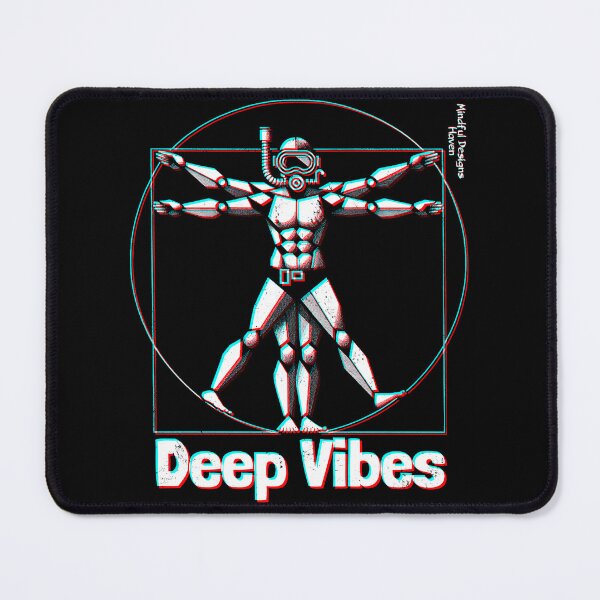 Item preview, Vitruvian Diver | Deep Vibes | Leonardo Da Vinci Vitruvian Man | Chromadrift Anaglyph Brutalism Monochrome Power Illustration | Perfect Mindfulness Gift designed and sold by Psyberspace.