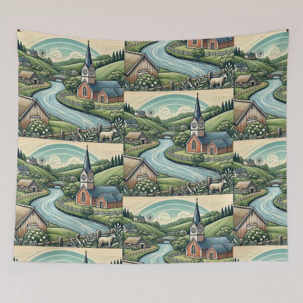 Item preview, Charming Countryside Village Landscape designed and sold by Alta-store.