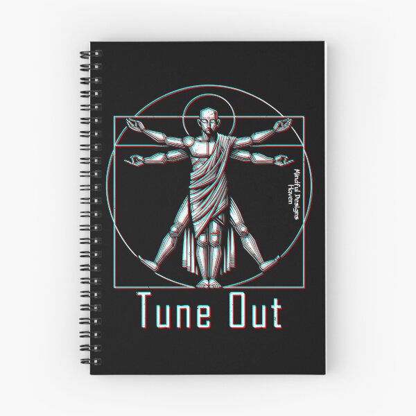 Item preview, Vitruvian Monk| Tune Out | Leonardo Da Vinci Vitruvian Man | Chromadrift Anaglyph Brutalism Monochrome Power Illustration | Perfect Mindfulness Gift designed and sold by Psyberspace.