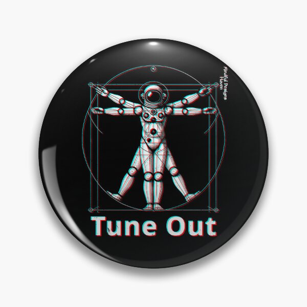 Item preview, Vitruvian Spaceman Astronaut | Tune Out | Leonardo Da Vinci Vitruvian Man | Chromadrift Anaglyph Brutalism Monochrome Power Illustration | Perfect Mindfulness Gift designed and sold by Psyberspace.
