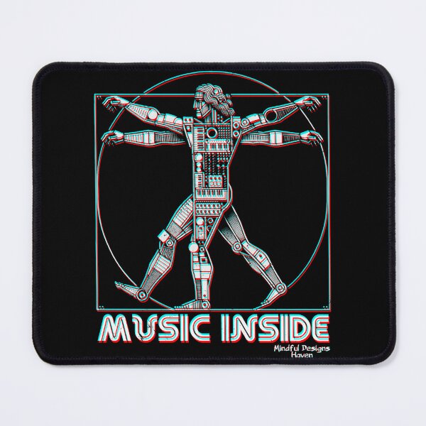Item preview, Vitruvian Techno Music Producer | Music Inside| Leonardo Da Vinci Vitruvian Man | Chromadrift Anaglyph Brutalism Monochrome Power Illustration | Perfect Mindfulness Gift designed and sold by Psyberspace.