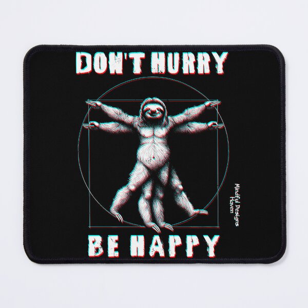 Item preview, Vitruvian Sloth | Don't Hurry be Happy| Leonardo Da Vinci Vitruvian Man | Chromadrift Anaglyph Brutalism Monochrome Power Illustration | Perfect Mindfulness Gift designed and sold by Psyberspace.
