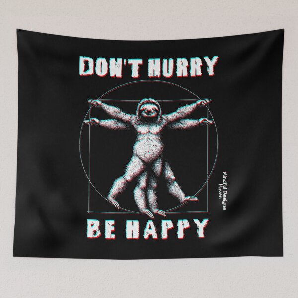 Item preview, Vitruvian Sloth | Don't Hurry be Happy| Leonardo Da Vinci Vitruvian Man | Chromadrift Anaglyph Brutalism Monochrome Power Illustration | Perfect Mindfulness Gift designed and sold by Psyberspace.