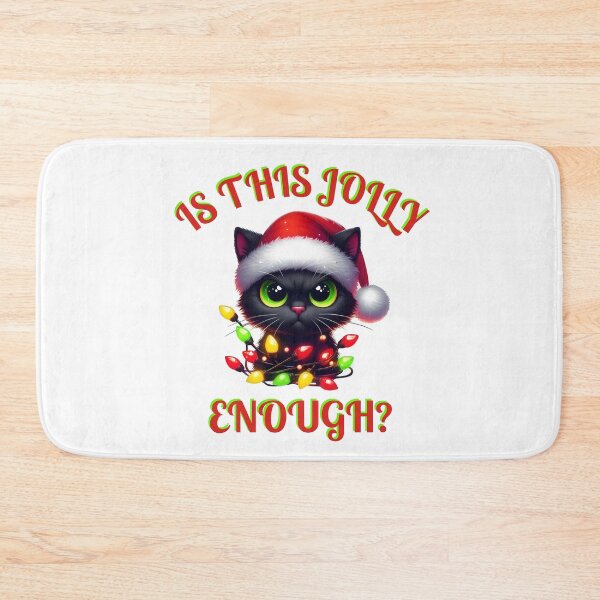 Item preview, IsThis Jolly Enough Black Cat Christmas  designed and sold by printmala.