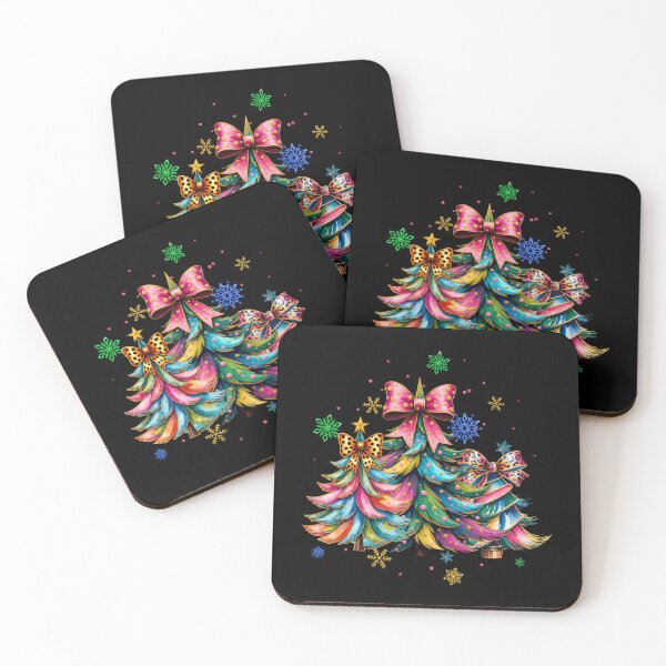 Item preview, Colourful Christmas Trees, Bow Coquette designed and sold by MadCatPrints.