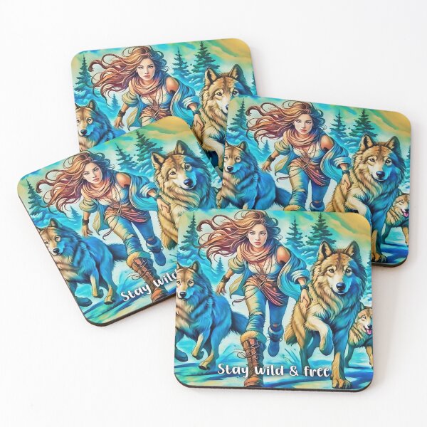 Item preview, Stay Wild & Free: Woman Running with Wolves designed and sold by gleefulme.
