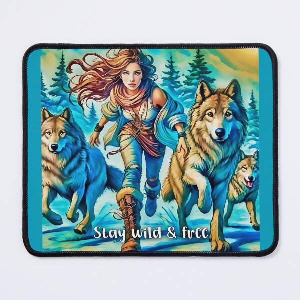 Item preview, Stay Wild & Free: Woman Running with Wolves designed and sold by gleefulme.