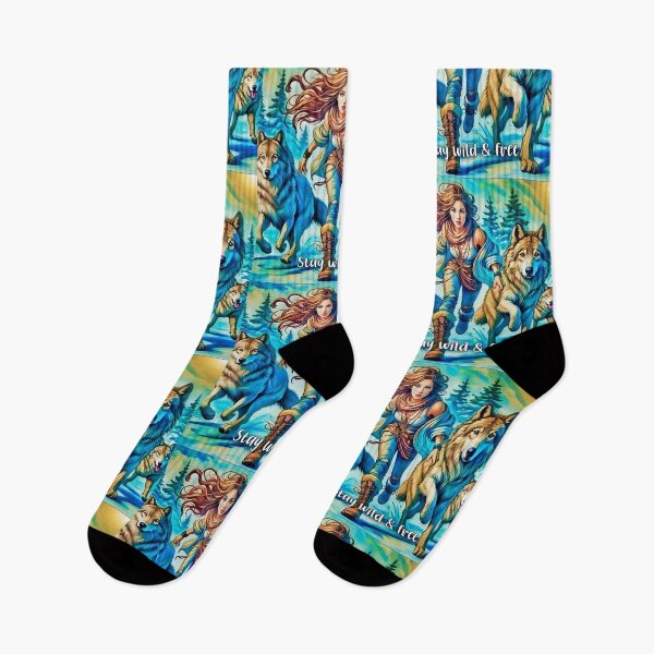 Item preview, Stay Wild & Free: Woman Running with Wolves designed and sold by gleefulme.