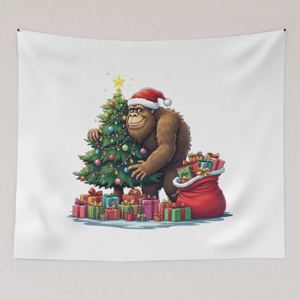 Item preview, Funny Christmas Yeti with Tree and Gifts – Festive Holiday Art designed and sold by Krasnovaovaova.