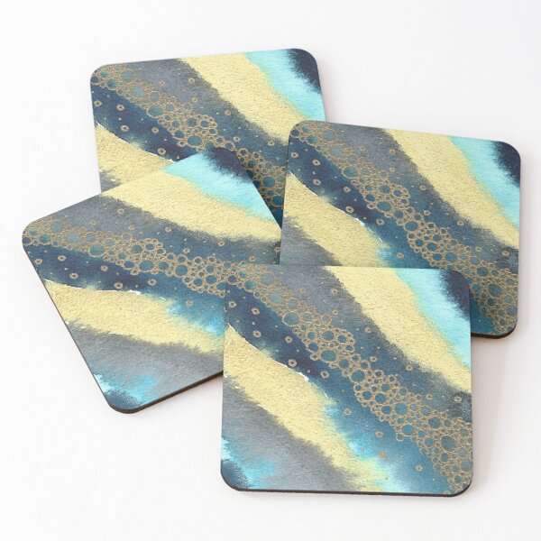 Item preview, Blue and gold abstract background designed and sold by Azyrielle.