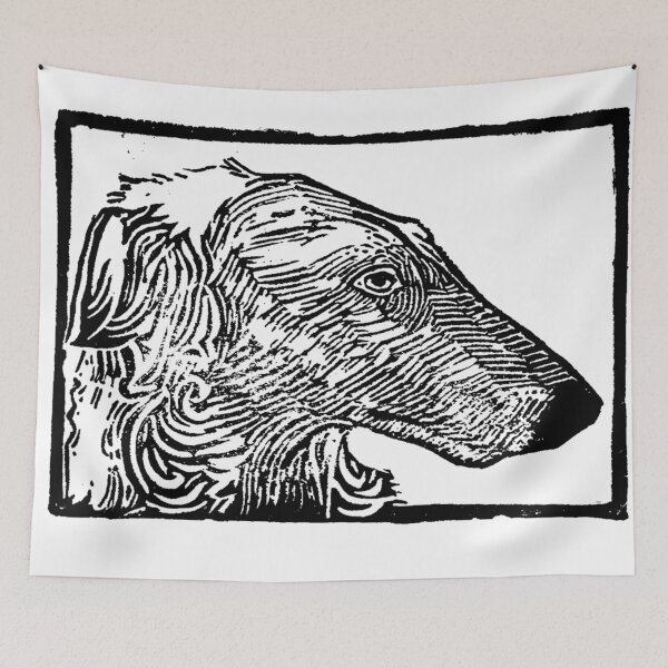 Item preview, Borzoi dog linocut illustration designed and sold by Olivia Braunsteiner.