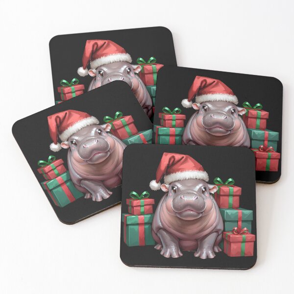 Item preview, Cute Christmas Moo Deng Hippo Illustration designed and sold by andasanc14.