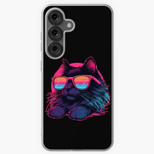Item preview, Black Cat Wearing Sunglasses Retro Vaporwave designed and sold by TomFrontierArt.