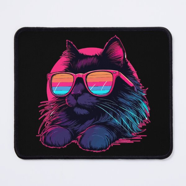 Item preview, Black Cat Wearing Sunglasses Retro Vaporwave designed and sold by TomFrontierArt.