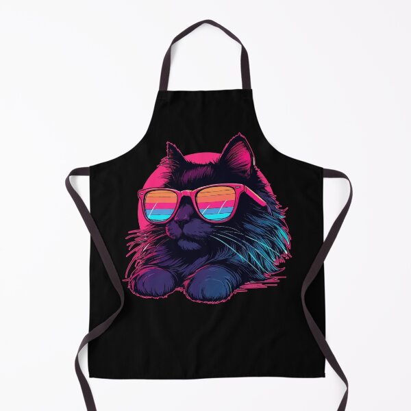 Item preview, Black Cat Wearing Sunglasses Retro Vaporwave designed and sold by TomFrontierArt.