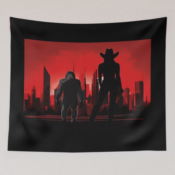 Item preview, Funny Cowgirl and Orangutan CityScape designed and sold by Boxing Kangaroo Retail Company.