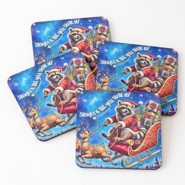 Item preview, Mischievous Raccoon Sleigh Ride Adventure designed and sold by gleefulme.