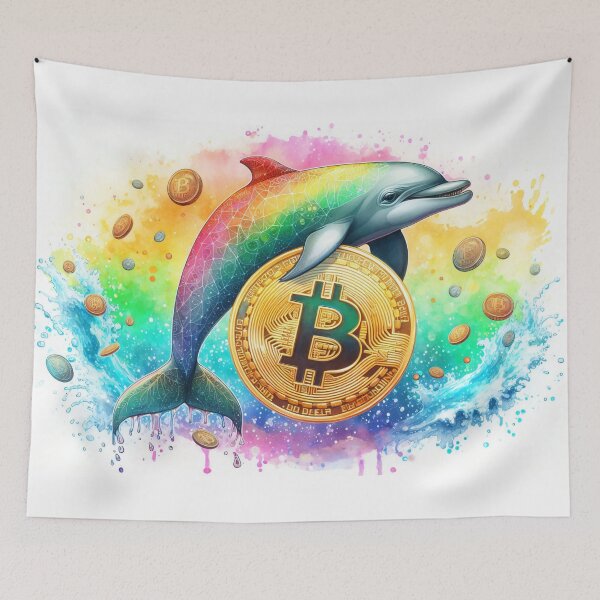 Item preview, Colorful Bitcoin Dolphin in a Rainbowcore Palette designed and sold by Mechanical-Artt.