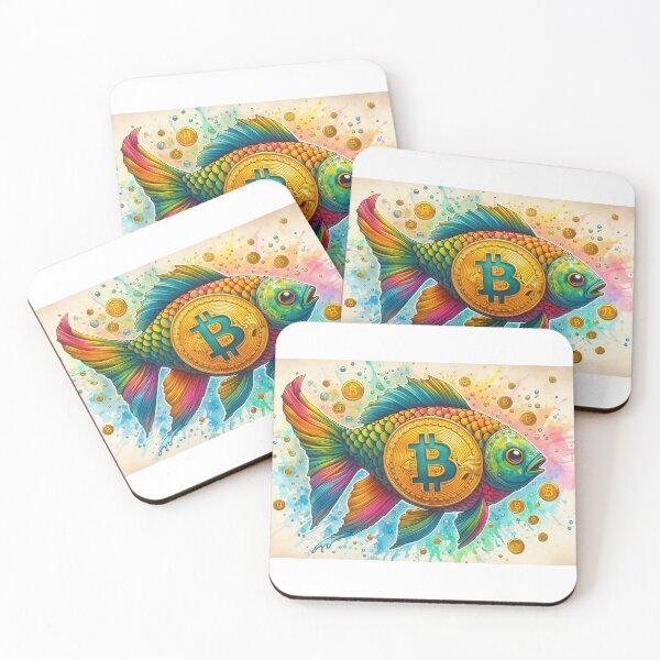Item preview, Rainbowcore Fish with Bitcoin Elements in Watercolor designed and sold by Mechanical-Artt.